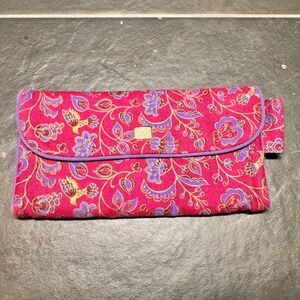 Gallery Originals Vintage Floral Pink Purple Clutch Wallet w/ Card Organizer